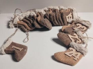 Adventskalender-Girlande 220cm braun