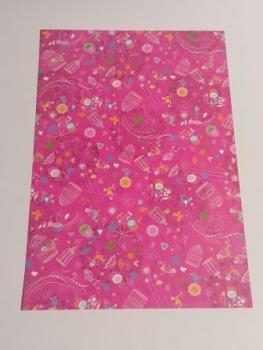 Bastelkarton A4 220g  Vögel pink