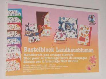 Bastelblock Landhausblumen, 16 Blatt, in verschiedenen Farben und Motiven, 300 g/qm, beidseitig bedruckt, ideale Grundlage zum Basteln von festlichen Dekorationen