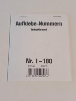 Gewinnaufklebe-Nummern selbstklebend, Nr. 1-100
