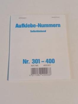Gewinnaufklebe Nummern selbstklebend Nr. 301-400