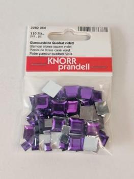 Glamoursteine Quadrat violett 110 Stk / Bt