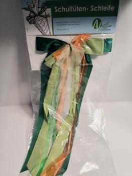 Nestler Schultütenschleife grün/orange/hellgrün 23x50cm