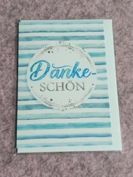 Dankeskarte MIDI Streifen blau