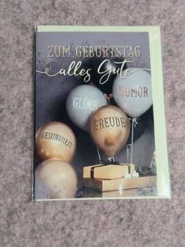 Geburtstagskarte MIDI Geschenk Ballons
