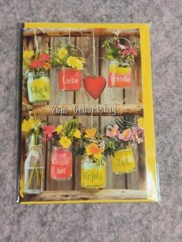 Geburtstagskarte MIDI Blumen im Glas