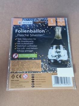 Folienballon Sektflasche103x48cm mit Aufblashalm
