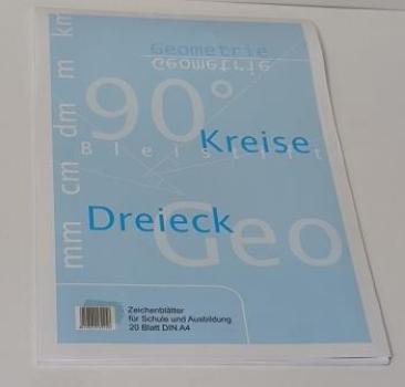 Arbeitsblock - Geometrie A4 Technisch- Zeichnen , 20 Blatt mit Schriftfeld