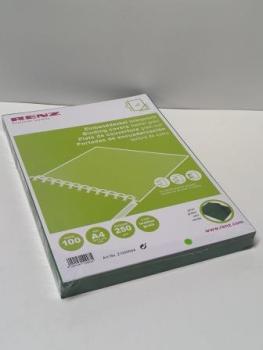 100 RENZ Rückwände für Bindemappen   grün 	Lederstruktur