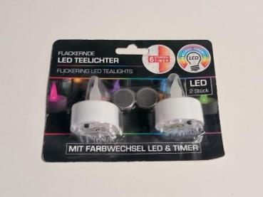 LED Teelichte Farbwechsel 6h Timer 2er Blister,OSMA-Werm