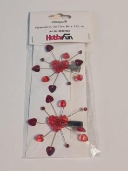 Perlenherzen m.Clip 7,5cm rot