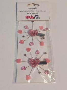 Perlenherz m.Clip 7,5cm Btl 2 Stk rosè