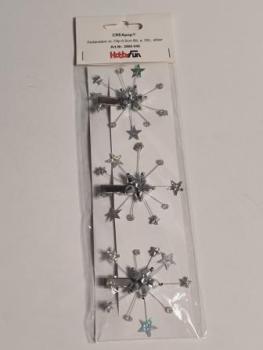 Perlenstern m.Clip 6,5cm Btl 3 Stk silber