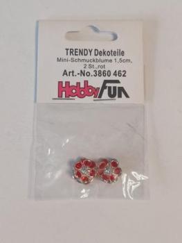 Trendy Dekoteile  Mini Schmuckblume 1,5 cm  2Stk / Bt  rot