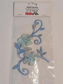 TRENDY Dekoteile Blütenapplikation, eisblau