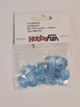 Acrylperlen Sortiment I 12Stk eisblau