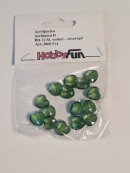 Acrylperlen Sort.II 12 Stk / Bt smaragd