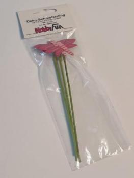 Deko-Schmetterling 3,5cm am Stab Btl/ 3 Stk cyclam