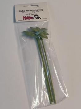 Deko-Schmetterling 3,5cm am Stab grün Btl 3 Stk