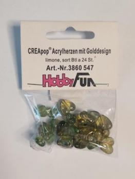 Acrylherzen mit Golddesign limone