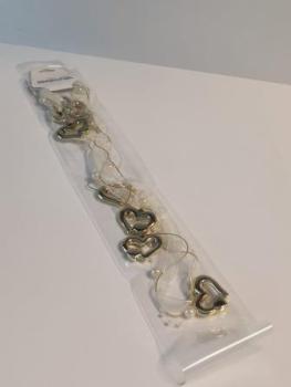 Hochzeitsgirlande Herzen 110 cm creme / gold