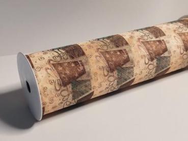 CREApop® Dekostoff 29 cm x 15 m, Päckchen, nougat/türkis/gold  ldm