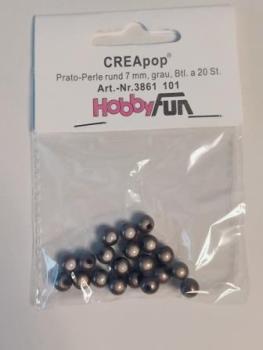 CREApop® Prato-Perle rund 7 mm, grau, Btl. À 20 St.