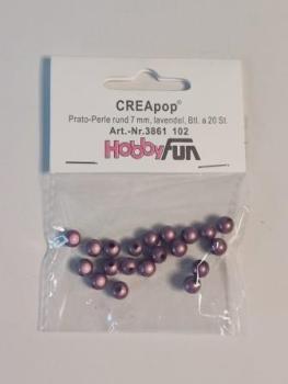 CREApop® Prato-Perle rund 7 mm, lavendel, Btl. à 20 St.