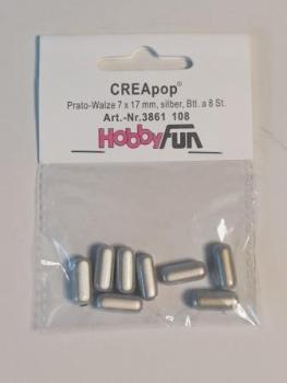 CREApop® Prato-Walze 7 x 17 mm, silber, Btl. à 8 St.