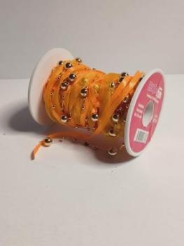Trendy-Band m.Perlen glänzend 10 m orange   ldm