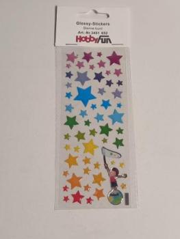 GLOSSY-Sticker Sterne bunt