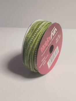 Samtband mit Deko  8 mm / 25 m  apfelgrün   ldm