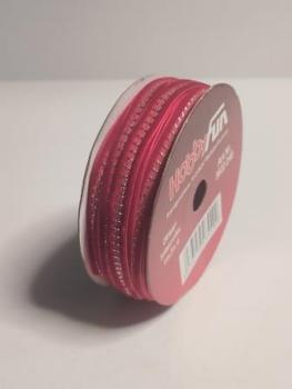 Samtband mit Deko  8 mm / 25 m  rot   ldm