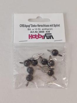 CREApop® Deko-Verschluss mit Splint, Btl. à 10 St. Antharzit