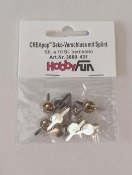 CREApop® Deko-Verschluss mit Splint, Btl. à 10 St. Bernstein