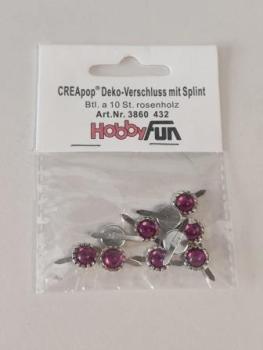 CREApop® Deko-Verschluss mit Splint, Btl. à 10 St. Rosenholz