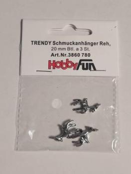 TRENDY Schmuckanhänger Reh, 20 mm, Btl. à 3 St.