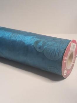 CREApop® Dekostoff 29 cm x 15 m, Schmetterlinge, beflockt, türkis  ldm