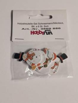 Holzstreuteile-Set Schneemann/Nikolaus  6Stk/Pck