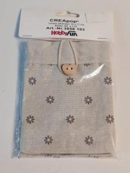 Leinensäckchen 14 x 11 cm Blüten 2 farbig Btl/3Stk