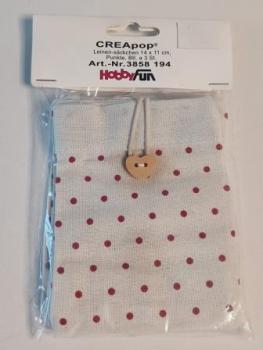 Leinensäckchen 14 x 11 cm Punkte 2 farbig Btl/3Stk