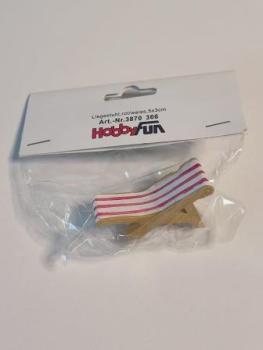 Liegestuhl rot/weiss 5 x 3 cm