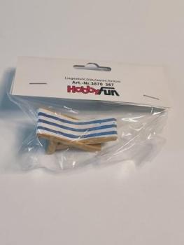 Liegestuhl blau/weiss 5 x 3 cm