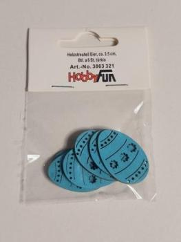 Holzstreuteil Eier ca. 3,5 cm, Btl. à 6 St., türkis