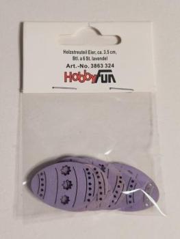 Holzstreuteil Eier ca. 3,5 cm, Btl. à 6 St., lavendel