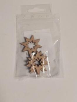 Holzsterne I, ca. 4 cm, Btl. à 4 St.