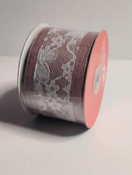 Band Leinen-optik-Spitze, rosenholz, 60 mm, Rol. à 10 m  ldm