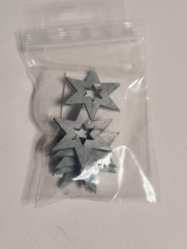 Holzstreuteil Stern durchbrochen 4cm grau  6Stk / Pg