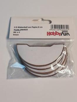 3D-Wabenball aus Papier, 8 cm, braun, Btl. à 4 St.