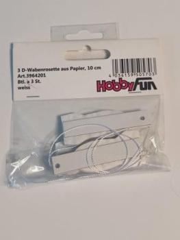 3D-Wabenrosette aus Papier, 10 cm, weiss, Btl. à 3 St.